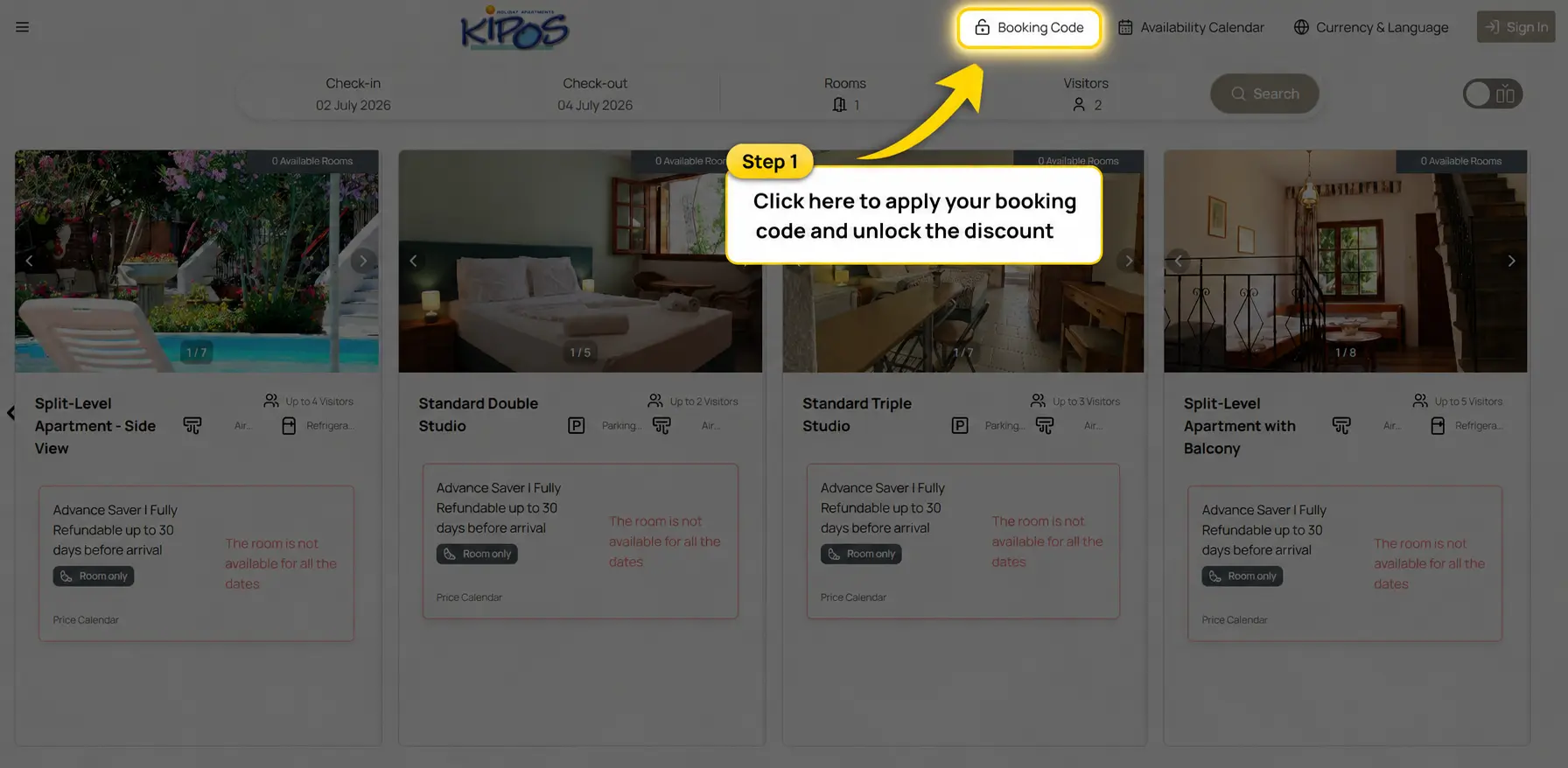 Step 1: Click the discount code field
