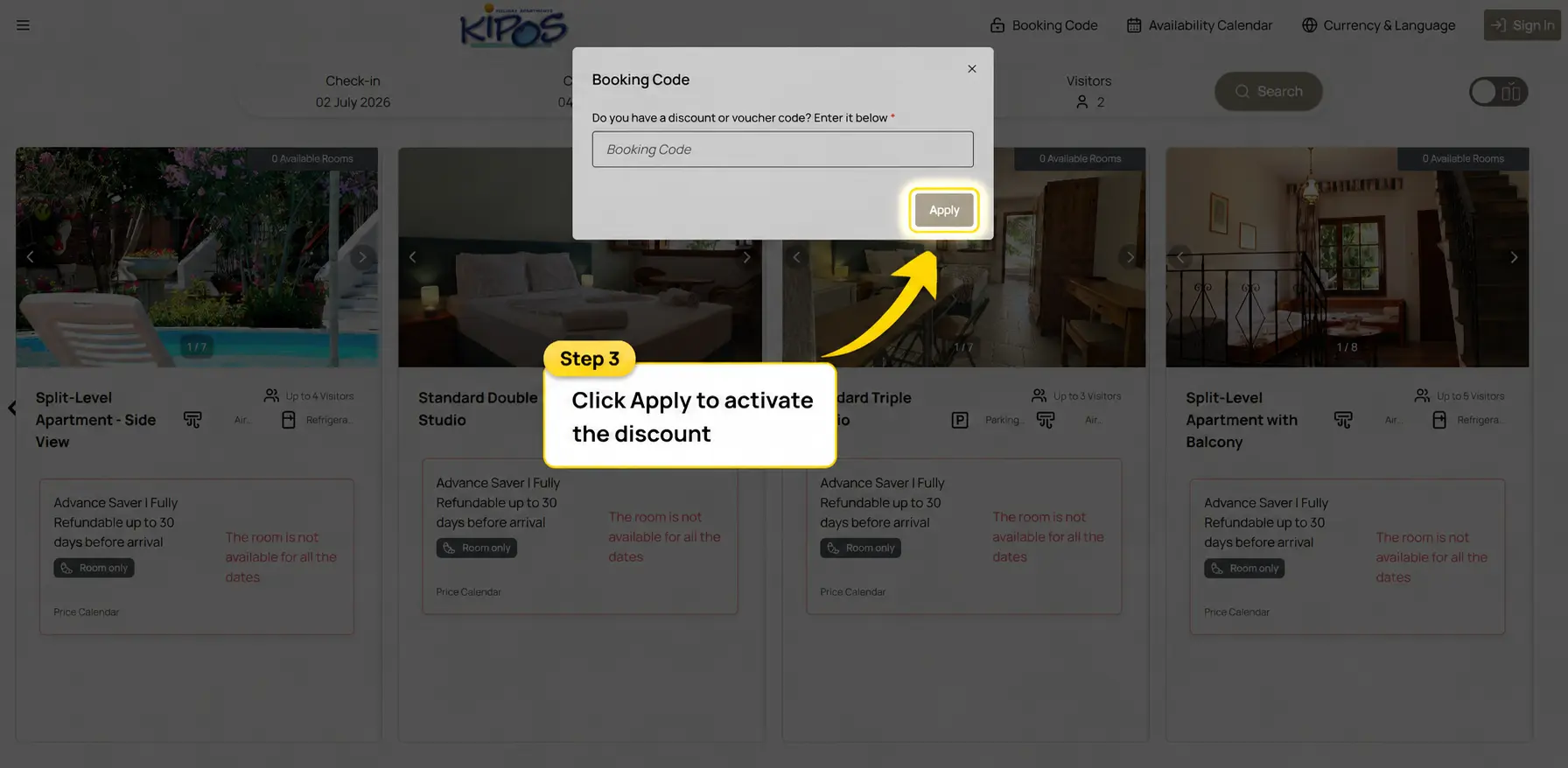 Step 3: Click Apply to activate the discount